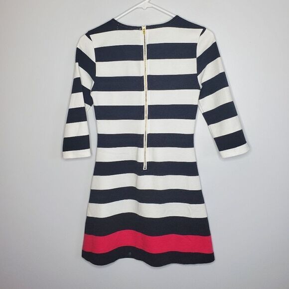 Almost Famous S Black White Pink Striped Elbow Sleeve Sweater Dress Zip Up - Picture 4 of 13